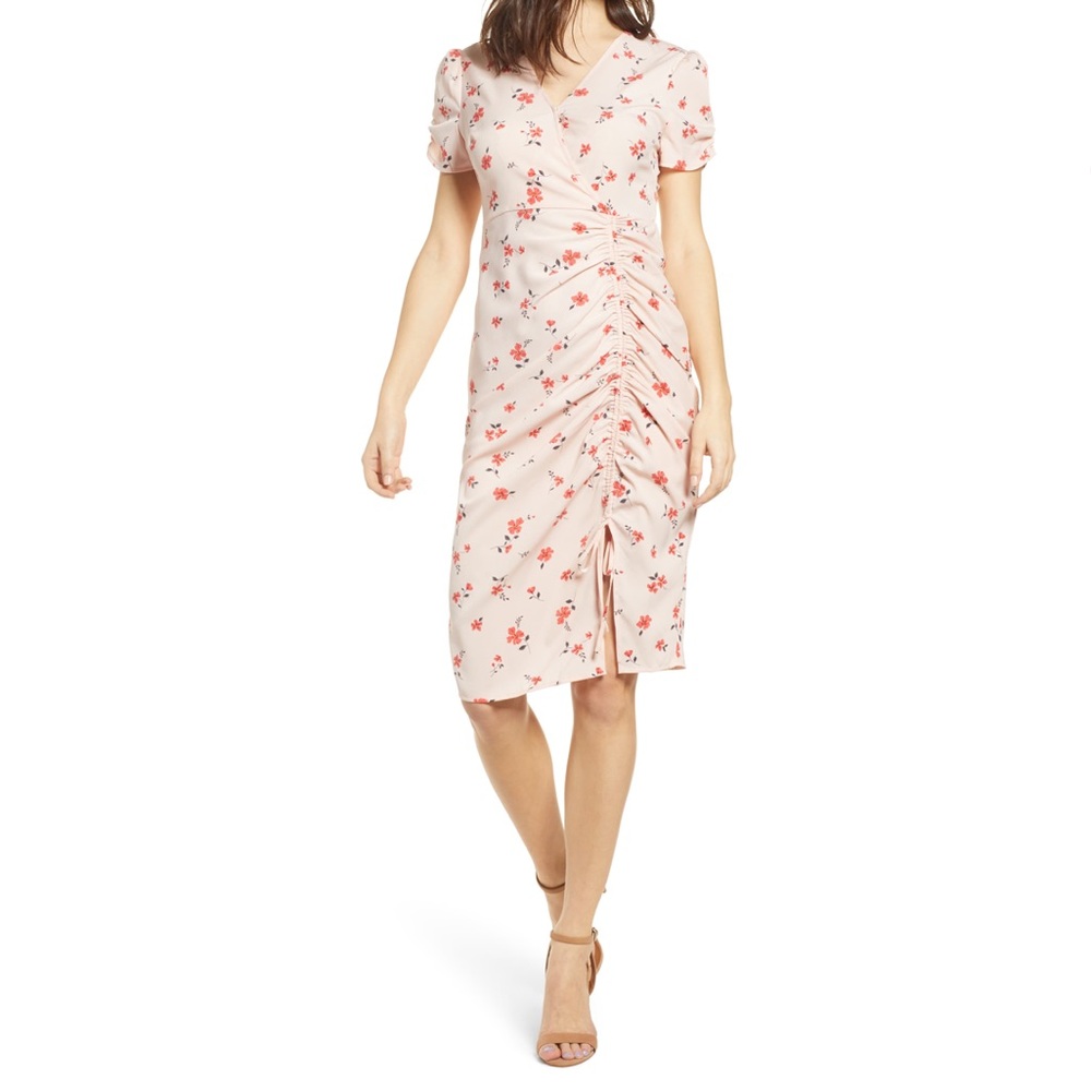 JOA just one answer pink floral midi dress S